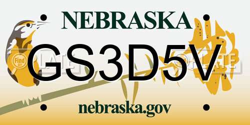 GS3D5V Nebraska License Plate