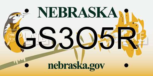 GS3O5R Nebraska License Plate