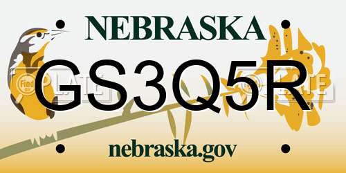GS3Q5R Nebraska License Plate