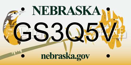 GS3Q5V Nebraska License Plate