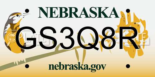 GS3Q8R Nebraska License Plate