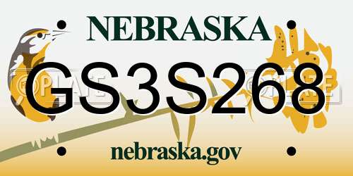 GS3S268 Nebraska License Plate