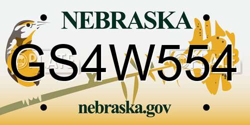 GS4W554 Nebraska License Plate