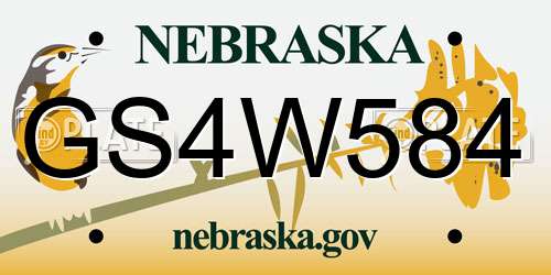 GS4W584 Nebraska License Plate
