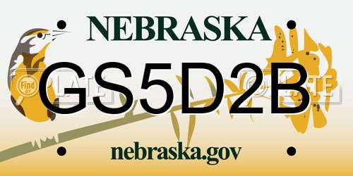 GS5D2B Nebraska License Plate