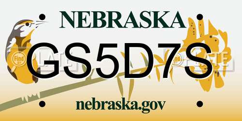 GS5D7S Nebraska License Plate