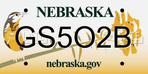 GS5O2B Nebraska License Plate