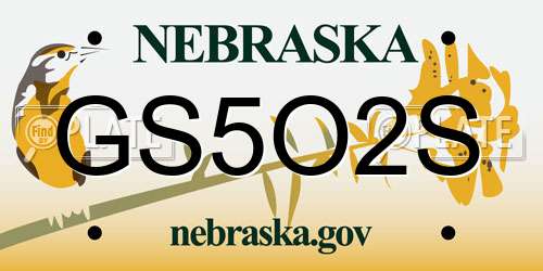 GS5O2S Nebraska License Plate