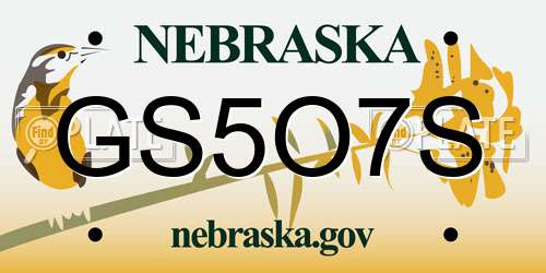 GS5O7S Nebraska License Plate