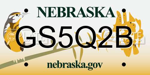 GS5Q2B Nebraska License Plate