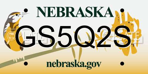 GS5Q2S Nebraska License Plate
