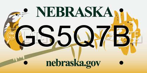 GS5Q7B Nebraska License Plate