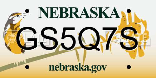 GS5Q7S Nebraska License Plate