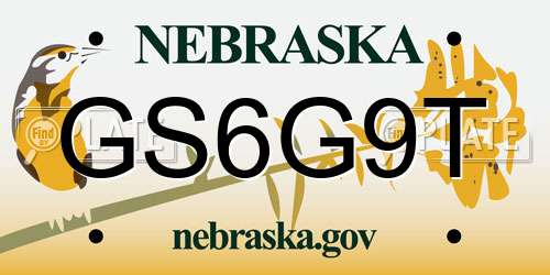 GS6G9T Nebraska License Plate