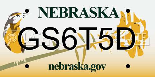 GS6T5D Nebraska License Plate