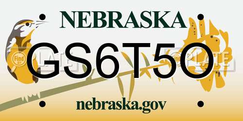 GS6T5O Nebraska License Plate