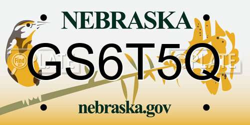 GS6T5Q Nebraska License Plate