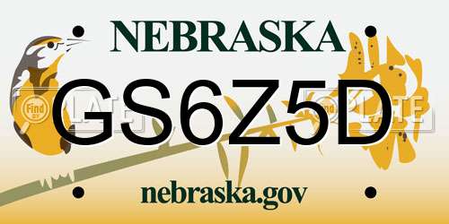 GS6Z5D Nebraska License Plate