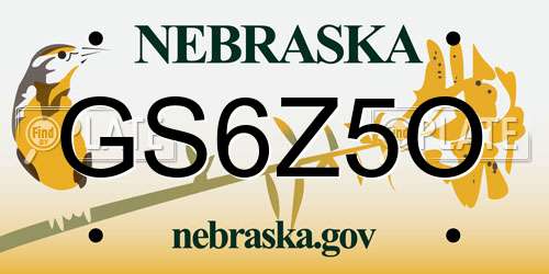 GS6Z5O Nebraska License Plate