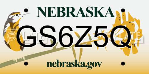 GS6Z5Q Nebraska License Plate