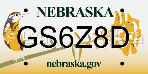GS6Z8D Nebraska License Plate