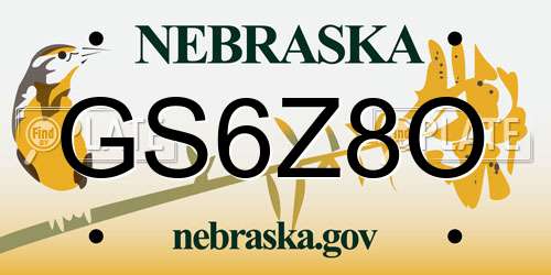 GS6Z8O Nebraska License Plate