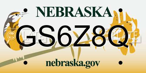 GS6Z8Q Nebraska License Plate