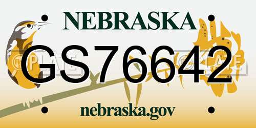 GS76642 Nebraska License Plate