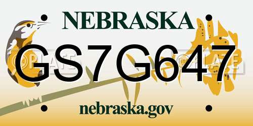 GS7G647 Nebraska License Plate