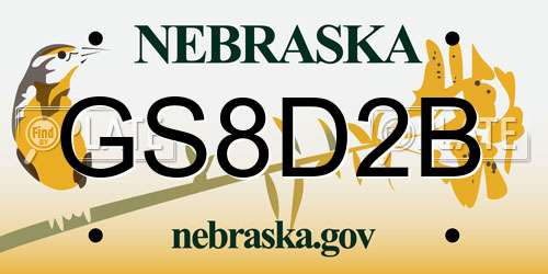 GS8D2B Nebraska License Plate