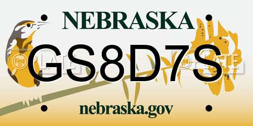 GS8D7S Nebraska License Plate