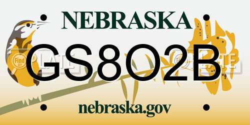 GS8O2B Nebraska License Plate