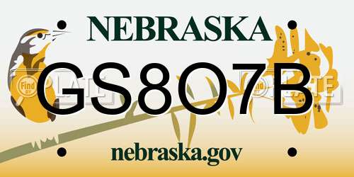 GS8O7B Nebraska License Plate