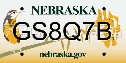 GS8Q7B Nebraska License Plate