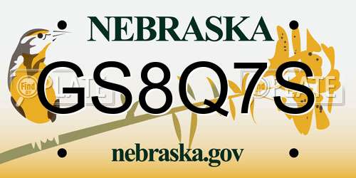 GS8Q7S Nebraska License Plate