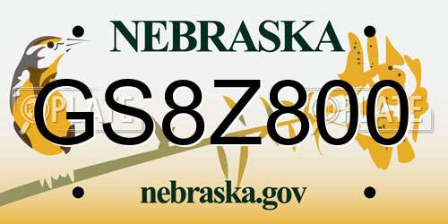 GS8Z800 Nebraska License Plate