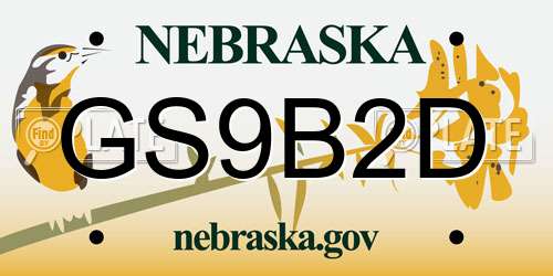 GS9B2D Nebraska License Plate