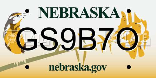 GS9B7O Nebraska License Plate