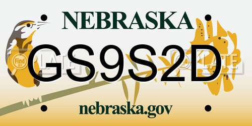 GS9S2D Nebraska License Plate