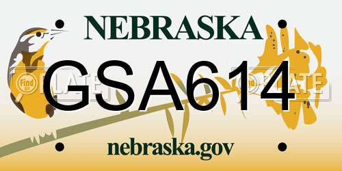 GSA614 Nebraska License Plate