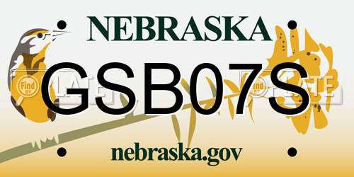 GSB07S Nebraska License Plate