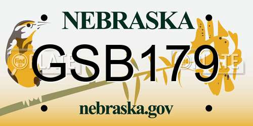 GSB179 Nebraska License Plate