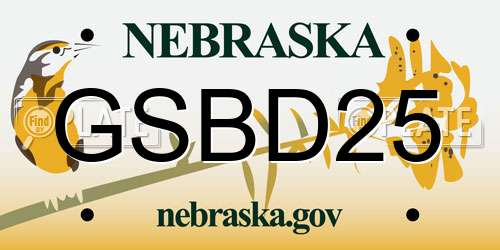 GSBD25 Nebraska License Plate