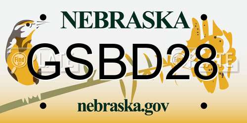 GSBD28 Nebraska License Plate