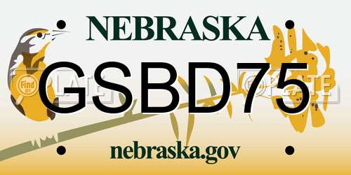 GSBD75 Nebraska License Plate