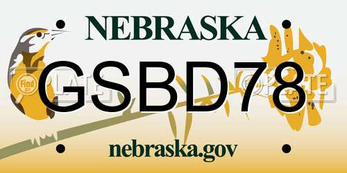 GSBD78 Nebraska License Plate