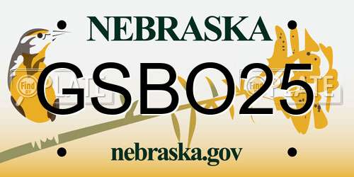 GSBO25 Nebraska License Plate