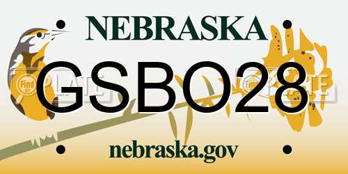 GSBO28 Nebraska License Plate