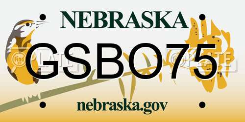 GSBO75 Nebraska License Plate
