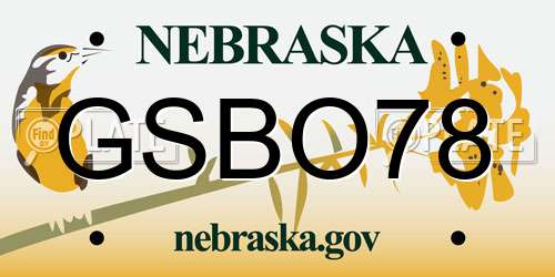 GSBO78 Nebraska License Plate